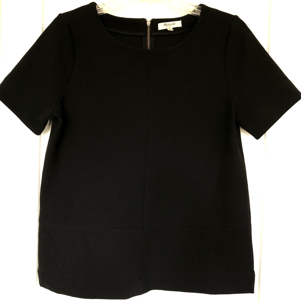 Madewell Bistro Ribbed Black Top With Zipper | M